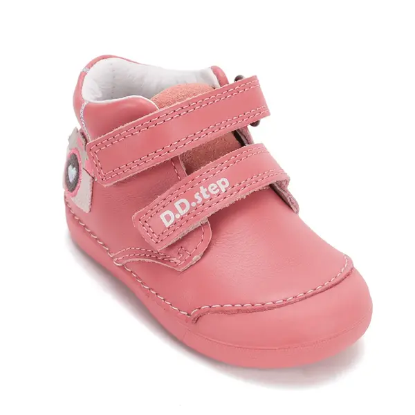 Pantofi D.D.Step fete, piele naturală, primii pași, roz, talpă flexibilă, model aparat foto_S066-62216D-20_Pebebe