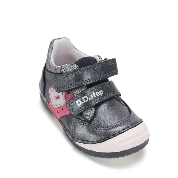 Pantofi DD Step fete, piele naturală, cu suținere, talpa flexibila, gri sidef_S038-62241C-19_Pebebe