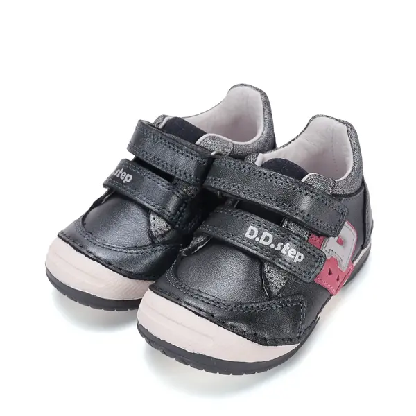 Pantofi DD Step fete, piele naturală, cu suținere, talpa flexibila, gri sidef_S038-62241C-19_Pebebe
