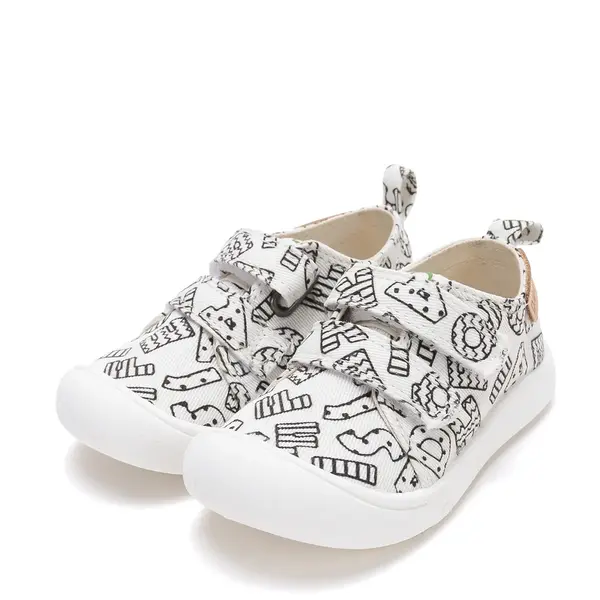 Pantofi de Colorat, D.D Step din panaza, alb cu design litere_C100-71174-22_Pebebe