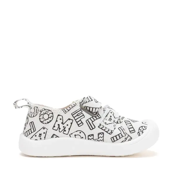 Pantofi de Colorat, D.D Step din panaza, alb cu design litere_C100-71174-22_Pebebe