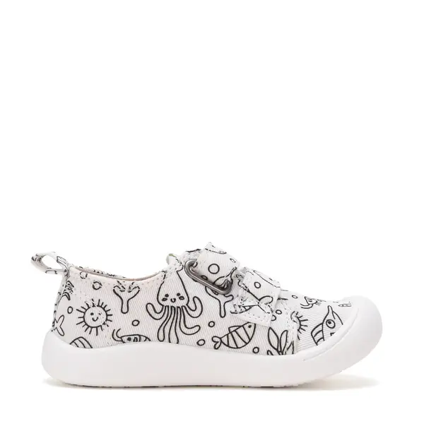 Pantofi de Colorat, D.D Step din panaza, alb cu design Oceanic_C100-71174AL-28_Pebebe