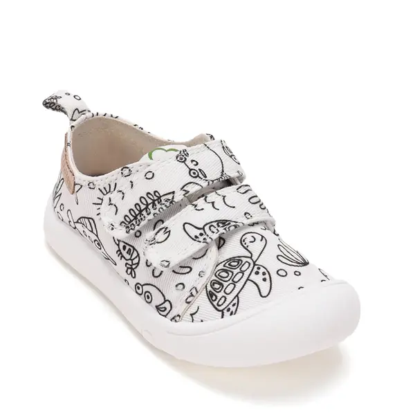 Pantofi de Colorat, D.D Step din panaza, alb cu design Oceanic_C100-71174AL-28_Pebebe