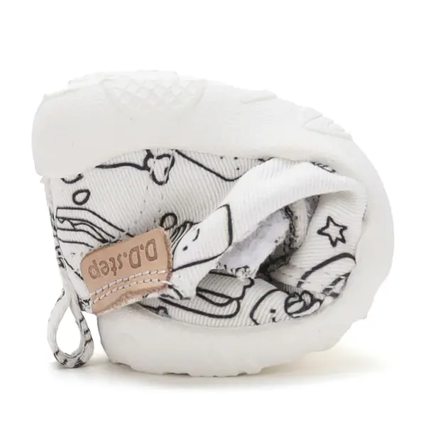 Pantofi de interior D.D.Step de colorat, cu carioci incluse, 2 scaiuri, alb, print Fast Food_C086-71353A-20_Pebebe