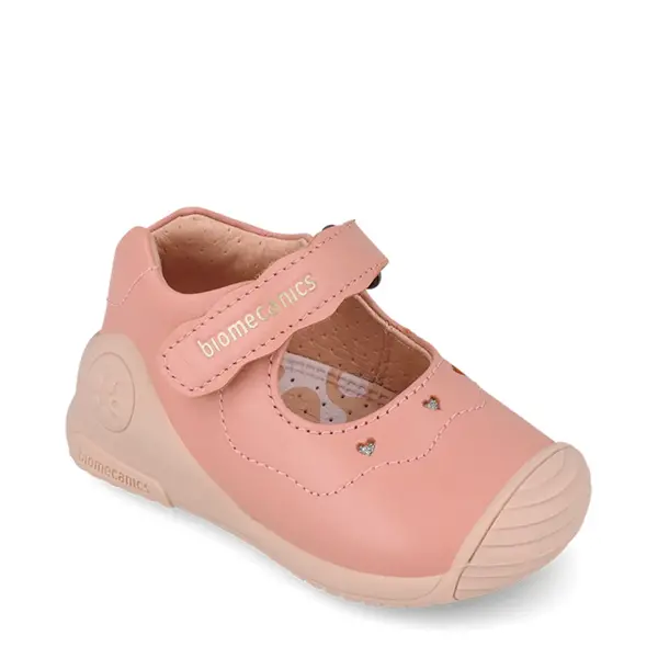 Pantofi fete, piele naturala, Biogateo Casual, roz print inimioare, Biomecanics_261100-B193-20_Pebebe