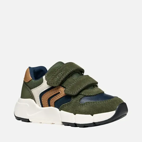 Pantofi Geox Baieti, piele naturala, brant antibacterian, Flexyper mini, khaki_B656GC-05422-CB36N-20_Pebebe