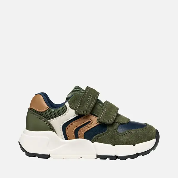 Pantofi Geox Baieti, piele naturala, brant antibacterian, Flexyper mini, khaki_B656GC-05422-CB36N-20_Pebebe