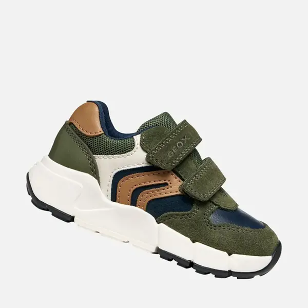 Pantofi Geox Baieti, piele naturala, brant antibacterian, Flexyper mini, khaki_B656GC-05422-CB36N-20_Pebebe