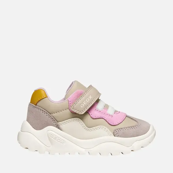 Pantofi Geox fete, piele naturala, brant antibacterian, Geox Respira, Ciufciuf, bej, roz_B455QB-0FU22-C5378-21_Pebebe