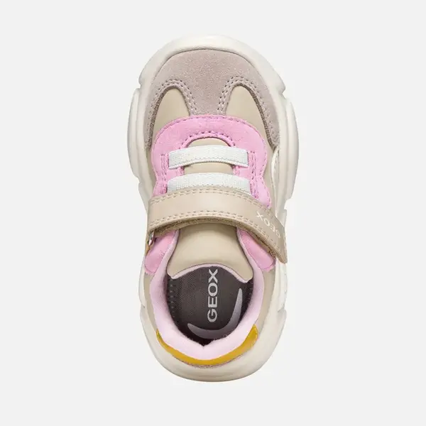 Pantofi Geox fete, piele naturala, brant antibacterian, Geox Respira, Ciufciuf, bej, roz_B455QB-0FU22-C5378-21_Pebebe