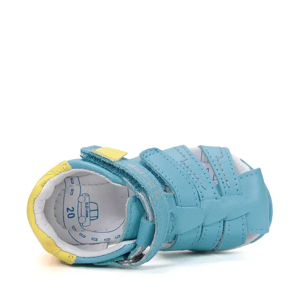 Sandale baieti cu barete si ajustare cu 2 scaiuri, piele naturala, talpa flexibila, albastru atlantic, D.D. Step_G111-61843A-25_Pebebe