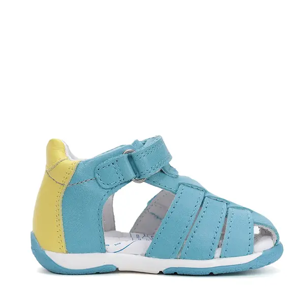 Sandale baieti cu barete si ajustare cu 2 scaiuri, piele naturala, talpa flexibila, albastru atlantic, D.D. Step_G111-61843A-25_Pebebe