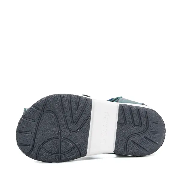 Sandale baieti cu barete si ajustare cu 2 scaiuri, piele naturala, talpa flexibila, verde inchis, D.D. Step_G111-61843M-31_Pebebe