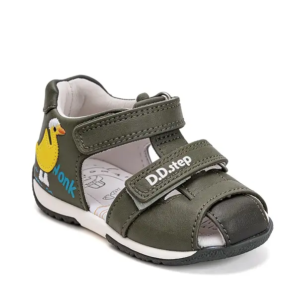 Sandale baieti, piele naturala, rata, khaki, D.D.Step_G111-61581-20_Pebebe
