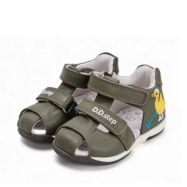Sandale baieti, piele naturala, rata, khaki, D.D.Step_G111-61581-20_Pebebe