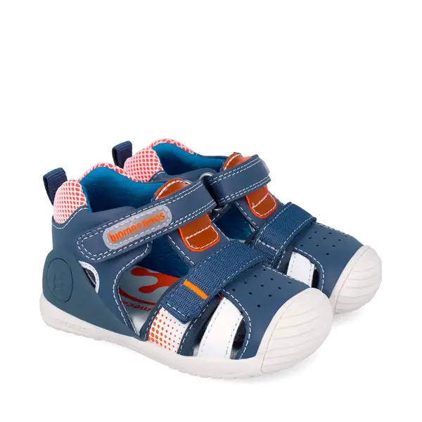 Sandale Biomecanics baieti, talpa flexibila, protectie degete, Biogateo Casual, albastru_262124-A556-20_Pebebe