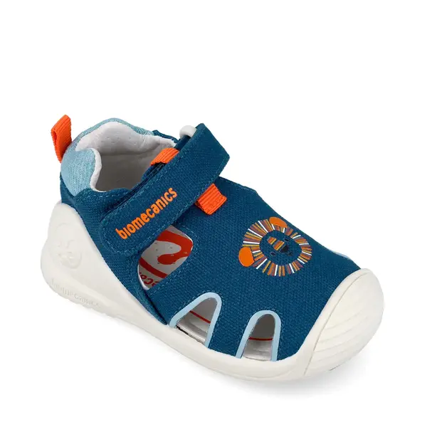 Sandale copii Biomecanics, material textil, talpa flexibila, protectie degete, Biogateo Canvas, denim cu imprimeu_262185-A556-19_Pebebe