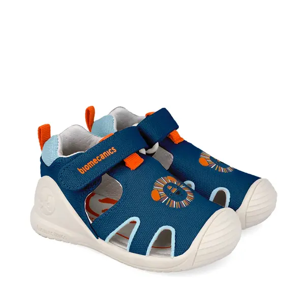 Sandale copii Biomecanics, material textil, talpa flexibila, protectie degete, Biogateo Canvas, denim cu imprimeu_262185-A556-19_Pebebe