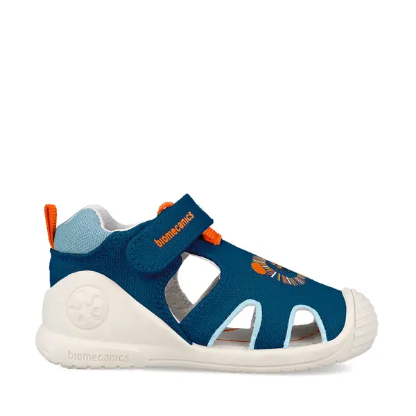 Sandale copii Biomecanics, material textil, talpa flexibila, protectie degete, Biogateo Canvas, denim cu imprimeu_262185-A556-19_Pebebe