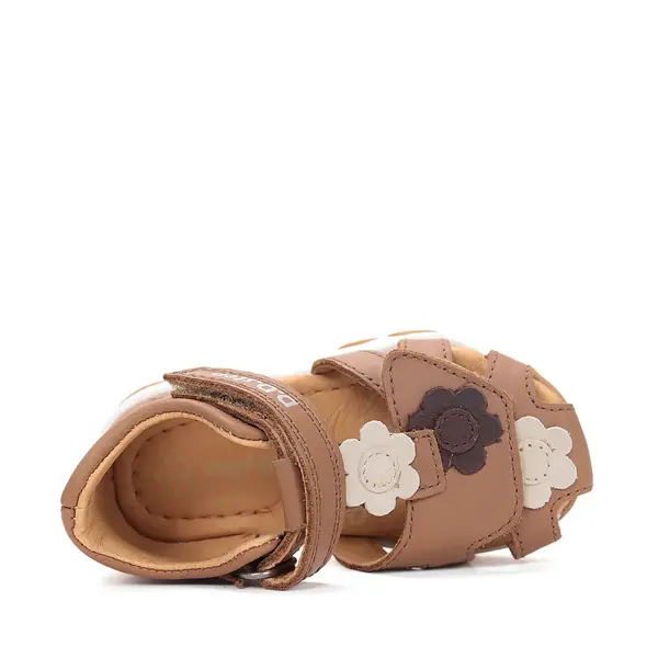 Sandale D.D. Step fete, piele naturală, maro cu imprimeu flori_G064-61849-25_Pebebe