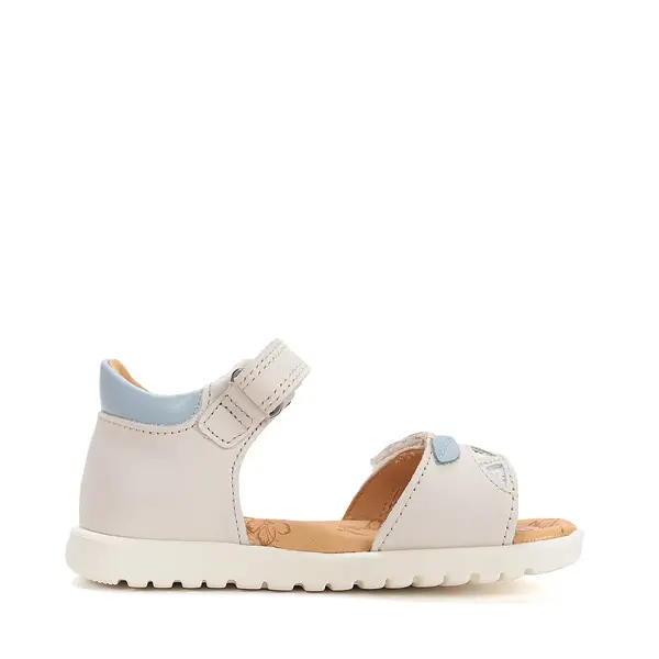 Sandale D.D Step fete, piele naturala, talpa felxibila, alb cu imprimeu_G055-61642L-32_Pebebe