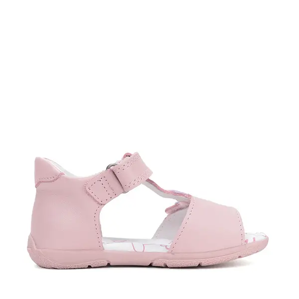 Sandale D.D Step fete, piele naturala, talpa felxibila, roz cu floare_G111-61348AM-27_Pebebe