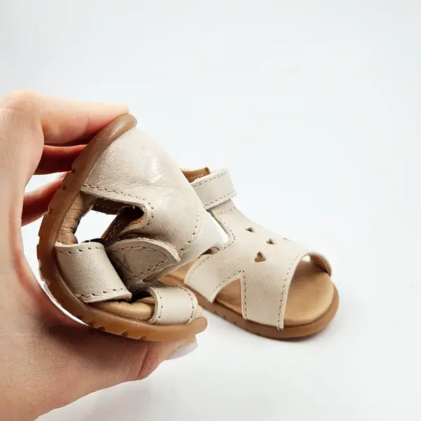 Sandale din piele naturala, talpa flexibila, barefoot, crem sidef_RO-800-2-18_Pebebe