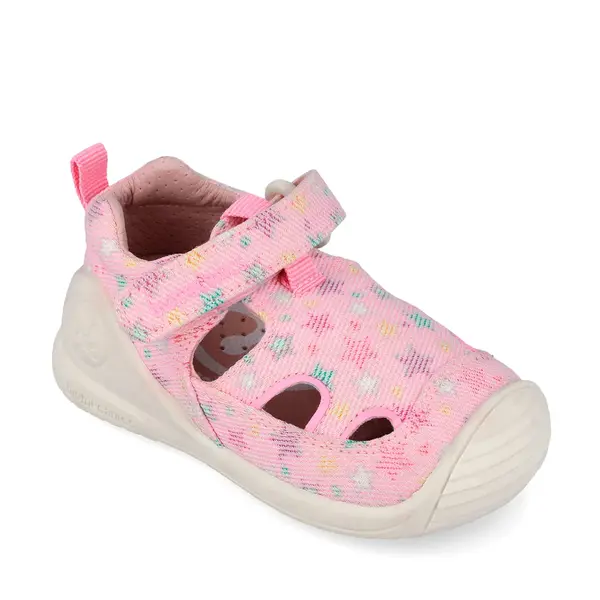 Sandale fete Biomecanics, material textil, talpa flexibila, protectie degete, Biogateo Canvas, roz cu imprimeu_262177-A032-21_Pebebe