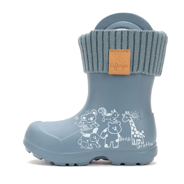 Cizme de ploaie pentru baieti, D.D.Step, albastru fume, din cauciuc cu interior textil detașabil, brant termic_SI106-52859-20/21_Pebebe