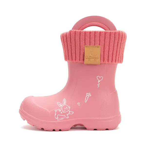Cizme de ploaie pentru baieti,  D.D.Step, roz, din cauciuc cu interior textil detașabil, brant termic_SI106-52697-20/21_Pebebe