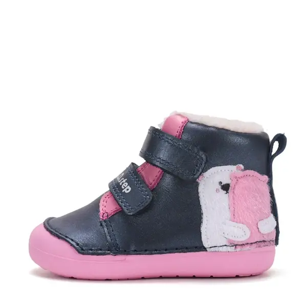 Ghete D.D.Step fete, piele naturala, imblanite, bleumarin sidef, model cu Urs polar_W066-62479D-20_Pebebe