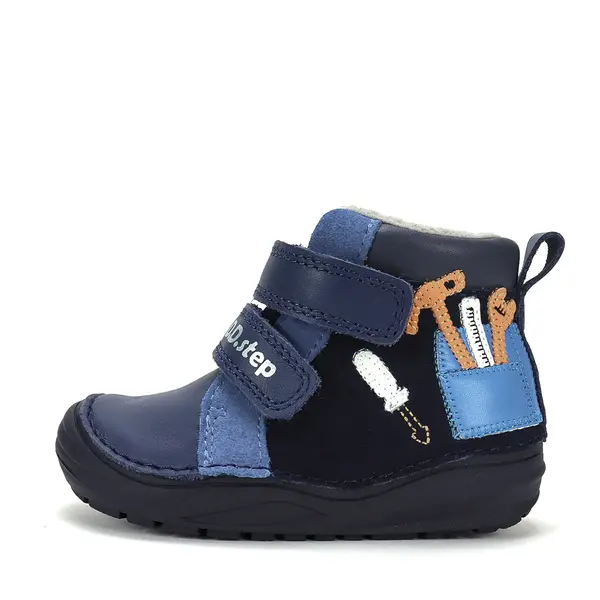 Ghete D.D Step baieti, piele naturala, talpa flexibila, captuseala textila, bleumarin_A071-62646B-21_Pebebe