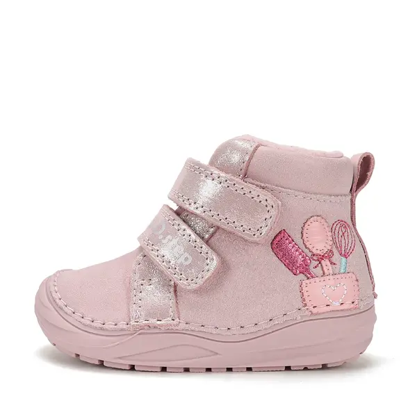 Ghete D.D Step fete, piele naturala, talpa flexibila, captuseala textila, roz_A071-62882-20_Pebebe