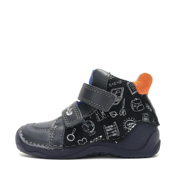 Ghete Ponte20 baieti, piele naturala, supinatie 5 mm, sustinere calcai, culoare bleumarin cu print_DA06-6-2507-22_Pebebe