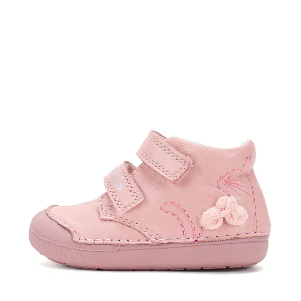 Pantofi D.D.Step fete, piele naturală, primii pași, roz deschis, talpă flexibilă, model cu pisica_S066-62946B-20_Pebebe