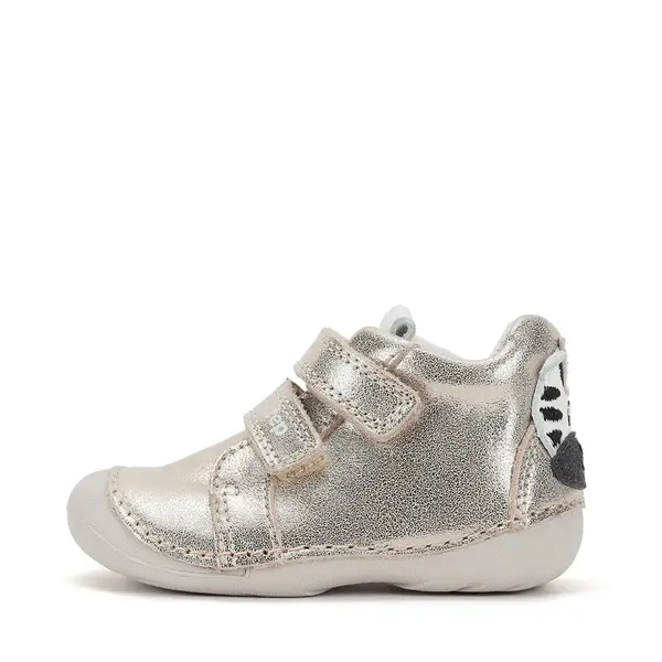 Pantofi D.D. Step fete, primii pasi, piele naturala, talpa flexibila, auriu cu zebra_S015-62120C-19_Pebebe