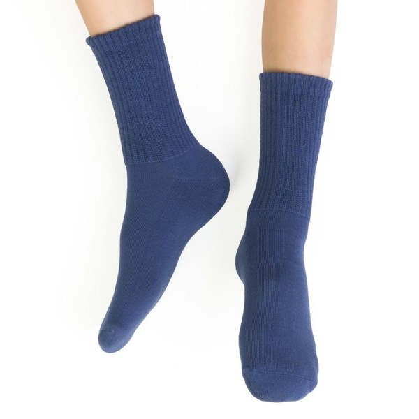 Sosete copii cu dungi, Bumbac Organic, talpa plusata, denim, STEVEN_DC039020G_Pebebe