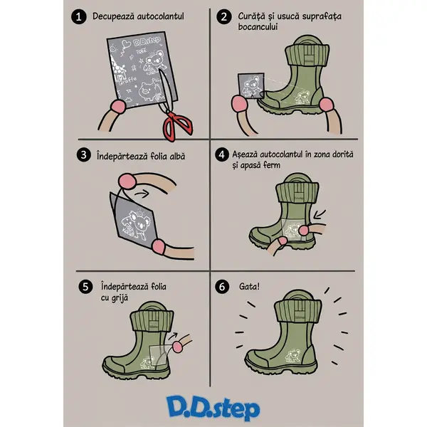 Cizme de ploaie pentru baieti,  D.D.Step, portocaliu, din cauciuc cu interior textil detașabil, brant termic_SI106-52225-20/21_Pebebe