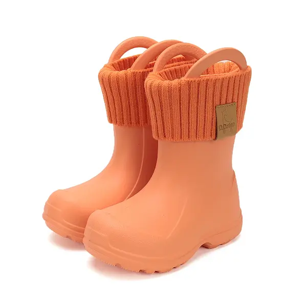 Cizme de ploaie pentru baieti,  D.D.Step, portocaliu, din cauciuc cu interior textil detașabil, brant termic_SI106-52225-20/21_Pebebe