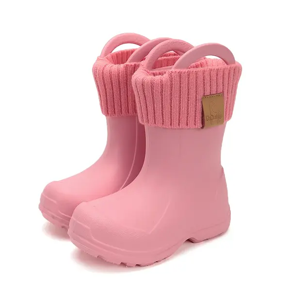 Cizme de ploaie pentru baieti,  D.D.Step, roz, din cauciuc cu interior textil detașabil, brant termic_SI106-52697-20/21_Pebebe