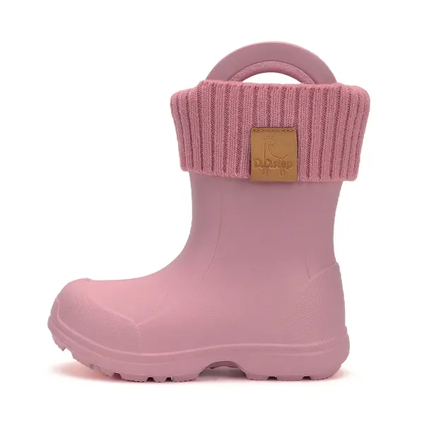 Cizme de ploaie pentru baieti, D.D.Step, roz inchis, din cauciuc cu interior textil detașabil, brant termic_SI106-52973-20/21_Pebebe