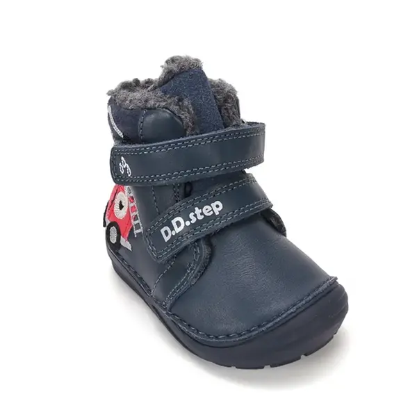 Ghete D.D.Step baieti, inalte, piele naturala, imblanite, bleumarin, model masina pompieri_W071-62477-20_Pebebe