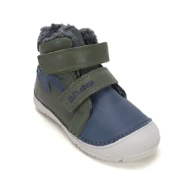 Ghete D.D Step baieti, piele naturala, imblanite, bleumarin olive_W082-62926-20_Pebebe