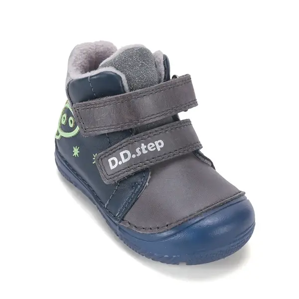 Ghete D.D Step baieti, fluorescent, piele naturala, talpa flexibila, captuseala textila, bleumarin, model cu racheta_A082-62203-20_Pebebe