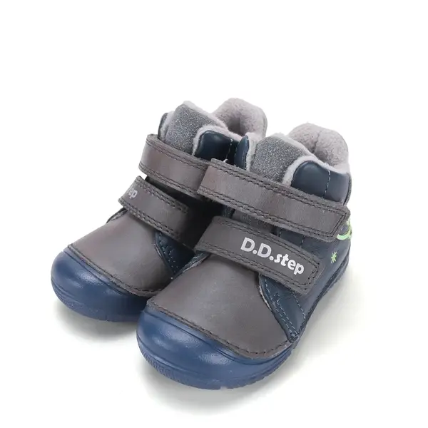 Ghete D.D Step baieti, fluorescent, piele naturala, talpa flexibila, captuseala textila, bleumarin, model cu racheta_A082-62203-20_Pebebe