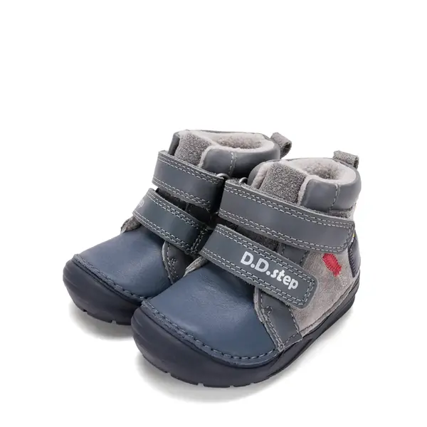Ghete D.D Step baieti, piele naturala, talpa flexibila, captuseala textila, gri_A071-62646-21_Pebebe