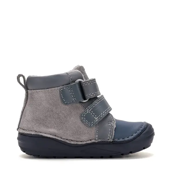 Ghete D.D Step baieti, piele naturala, talpa flexibila, captuseala textila, gri_A071-62646-21_Pebebe