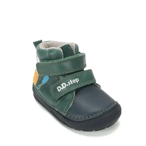 Ghete D.D Step baieti, piele naturala, talpa flexibila, captuseala textila, verde_A071-62646A-21_Pebebe