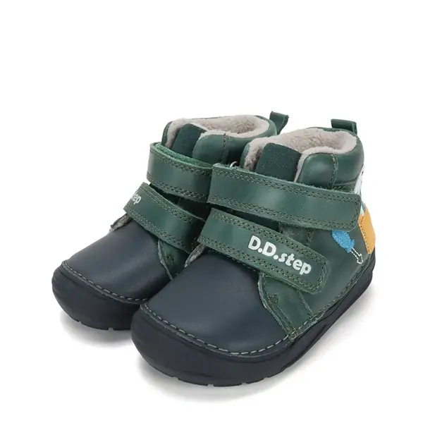 Ghete D.D Step baieti, piele naturala, talpa flexibila, captuseala textila, verde_A071-62646A-21_Pebebe