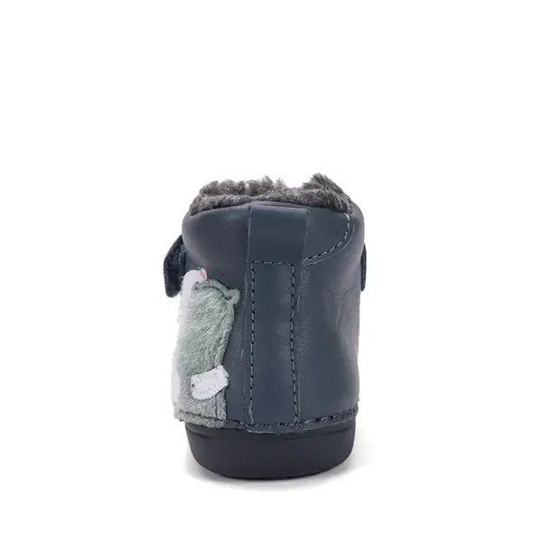 Ghete D.D.Step baieti, piele naturala, imblanite, bleumarin, model cu Urs polar_W066-62479-20_Pebebe